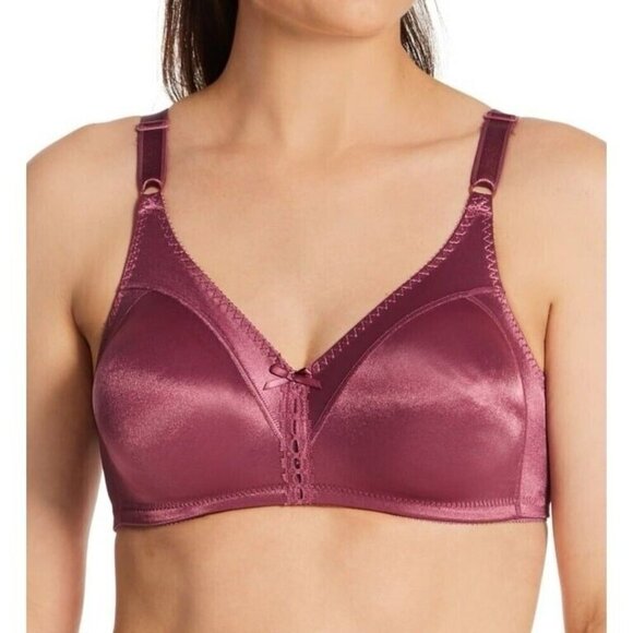 Bali 40D Bra Blackberry Plum Satin Double Support Wirefree 3820 Full Coverage - Picture 1 of 8